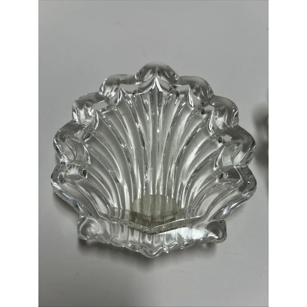 Vtg Zajecar 24% Lead Crystal Scallop Shell Trinket Box, Made In Yugoslavia